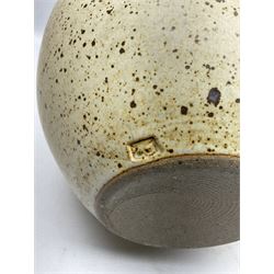 David Lloyd Jones (1928-1994): Stoneware vase of globular form with speckled glaze and impressed LJ seal mark, H29cm