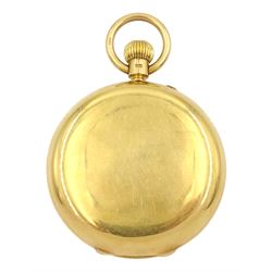 Victorian 18ct gold full hunter keyless lever pocket watch by Walters & George, London, No. 11151, white enamel dial with Roman numerals and subsidiary seconds dial, case by George Henry Hornby, London 1888