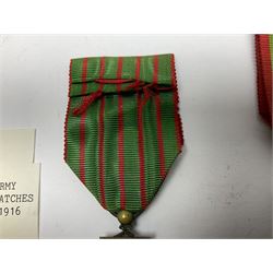 WWI French 1914-1916 Croix de Guerre with MID leaf and ribbon; and WWI Belgian 1914-1918 Croix de Guerre with ribbon (2)