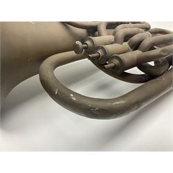 Early 20th century French Jerome Thibouville-Lamy Class B brass 4-valve euphonium for restoration or display L59cm