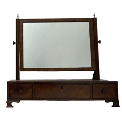 19th century mahogany dressing table mirror, fitted with three drawers, and a revolving table stand