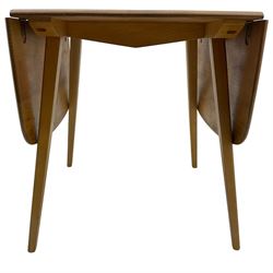 Ercol - elm and beech dining table, rectangular drop-leaf top on splayed square tapering supports 