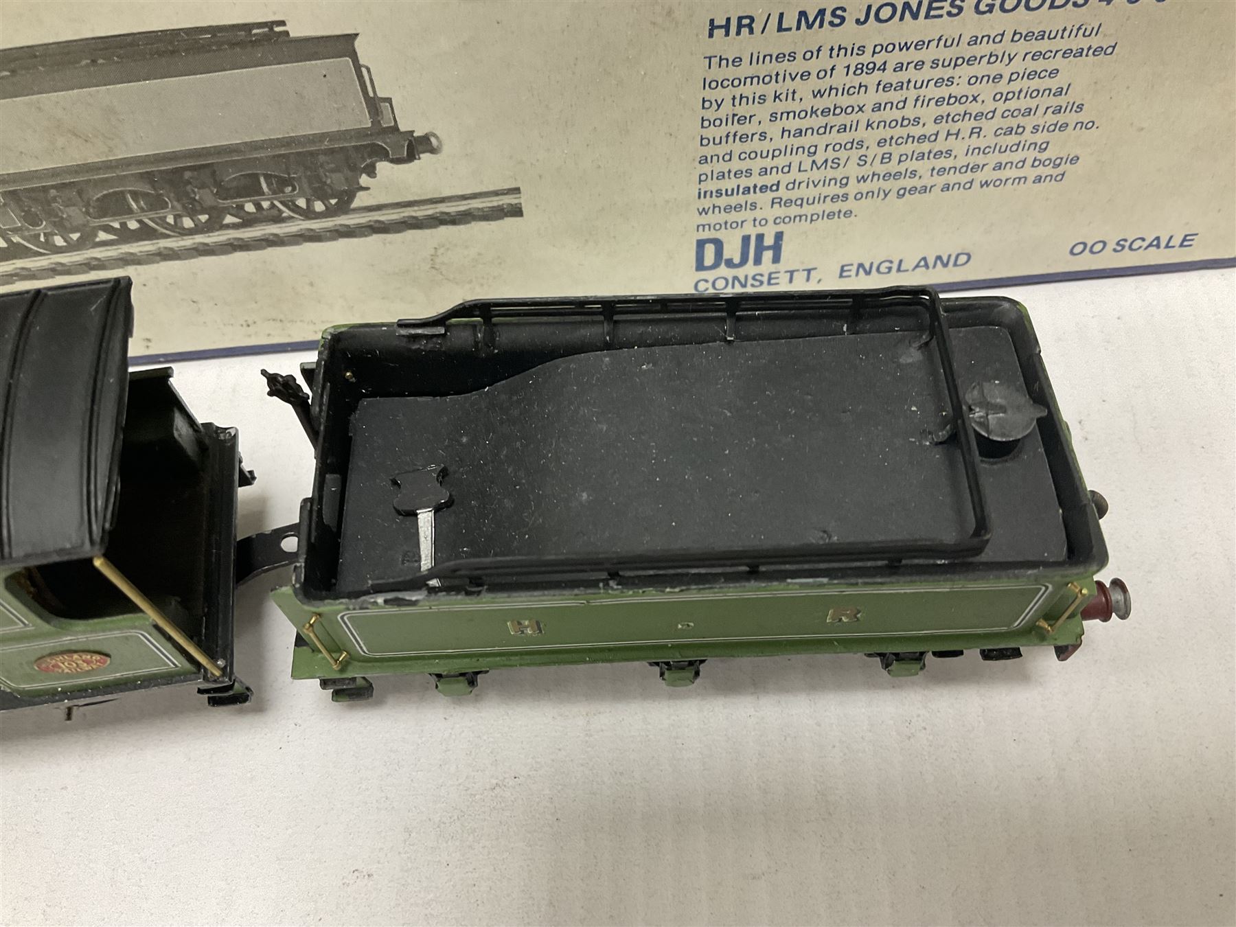 DJH Models - two kit built ‘00’ gauge models comprising K8 CR LMS BR Class 439 0-4-4T no.15189 locomotive in crimson and HR/LMS Jones Goods 4-6-0 no.103 locomotive and tender in HR green; in original boxes 