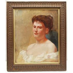 John Walter Paulet St John Mildmay (British 1866-1913): Portrait of a Lady, oil on canvas signed with initials verso 42cm x 35cm