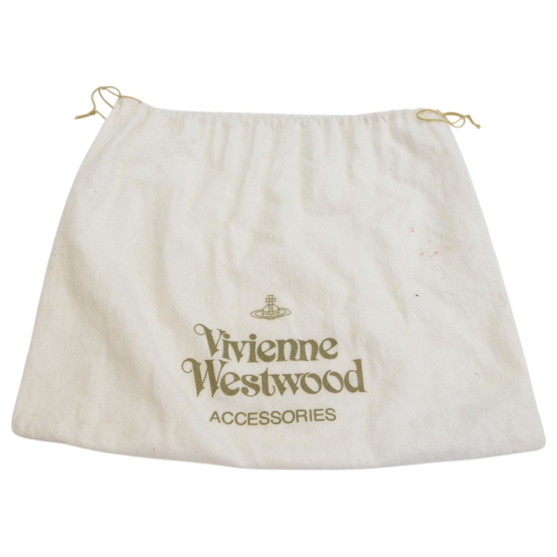 Vivienne Westwood shoulder handbag, the canvas body with black and grey animal print design, with tan and black leather studded borders, shoulder strap and heart charm, the clasp and buttons with Vivienne Westwood logo, with single slip pocket to the interior, with Vivienne Westwood dust bag, H16cm, W23cm