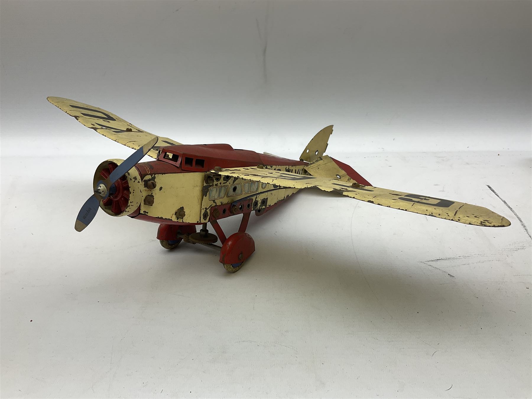 Meccano - Aeroplane Constructor box No.2S with constructed monoplane, quantity of additional parts and Instruction Manual for sets 1 & 2