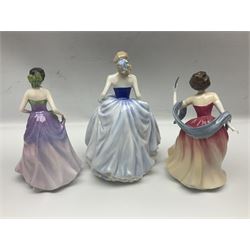 Seven Royal Doulton figures, to include Charity HN3087, Faith HN3082, Hope HN3061, Belle HN3703, etc, all with printed marks beneath