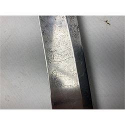 British pattern 1796 Light Cavalry Officer's sword, the 83.5cm curving steel blade marked 'W. Parker London' and 'Warranted' verso, brass stirrup hilt with half-round langets, knucklebow and backstrap with ribbed ivory grip; in brass mounted leather covered scabbard with two suspension rings L97cm overall. This item has been registered for sale under Section 10 of the APHA Ivory Act 