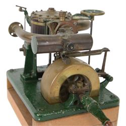 Scratch built single cylinder stationary steam engine, with Stephenson's link motion, circa 1900, H16cm