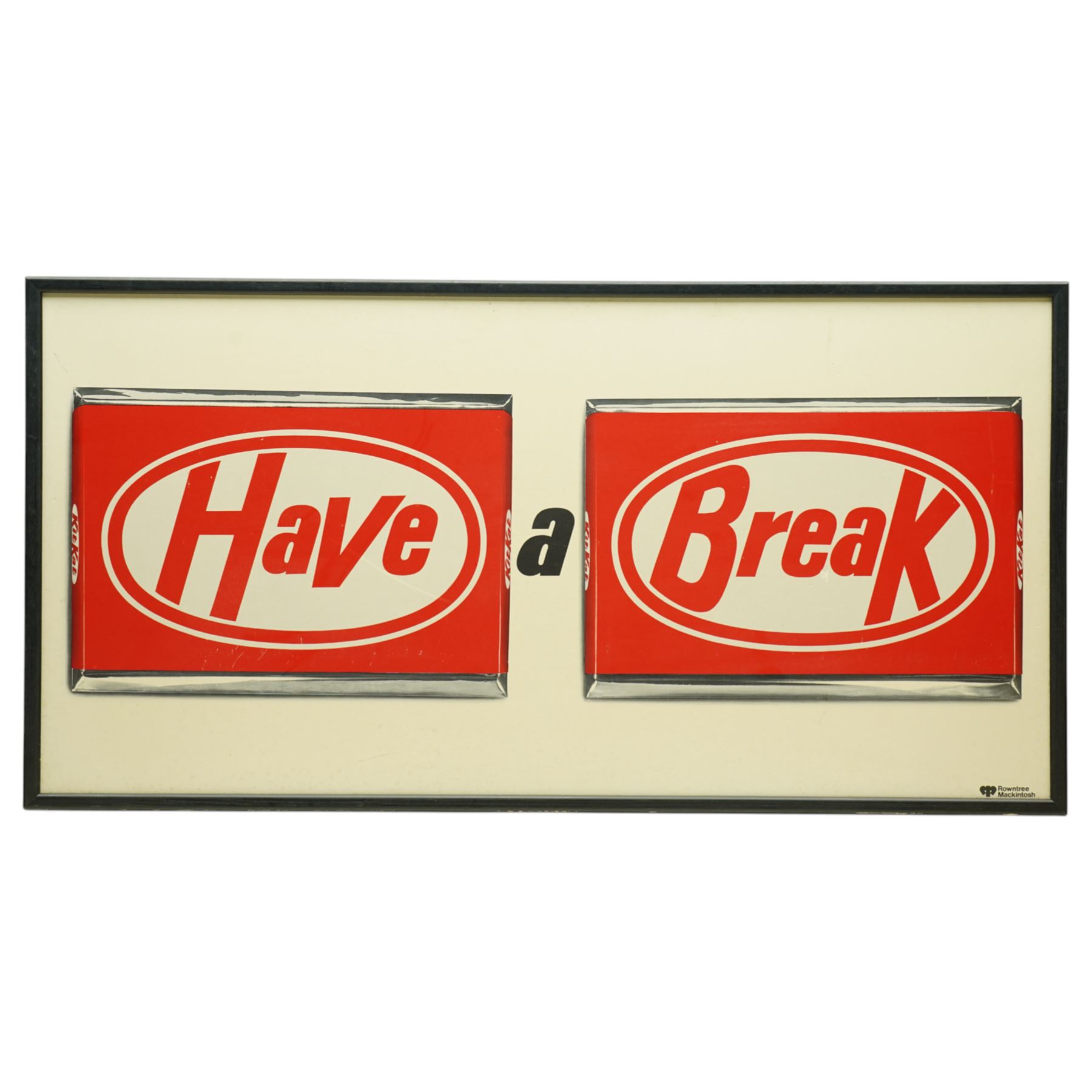 Original Rowntree Mackintosh (Rowntrees) advertising poster for KitKat - 'Have a Break', colour poster of a classic KitKat bar 38cm x 75cm 
Provenance: from the personal collection of David Lamb, former advertising manager at Rowntree Mackintosh, York