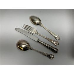 20th century mahogany cased silver plated canteen of Kings pattern cutlery, for six place settings
