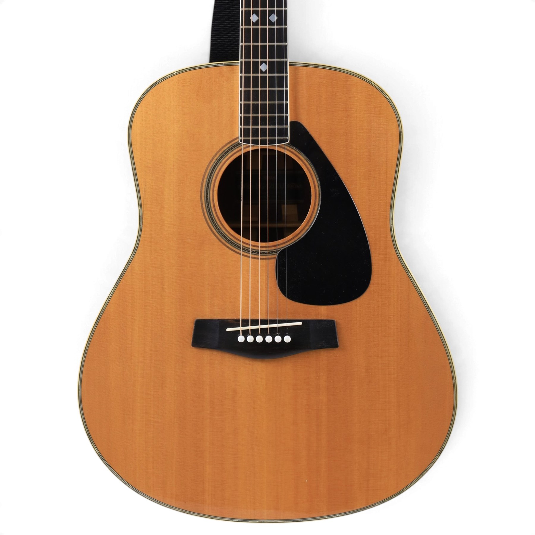 Yamaha FG-1200J acoustic guitar, made in Taiwan circa 1976, serial no. 60714221, with mother of pearl inlay to body, finger board and back, contained within a fitted hardcase, L103cm