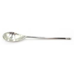  Keswick School of Industrial Art silver spoon, with tapering terminal and beaten bowl, Chester 1910, 11.5cm  