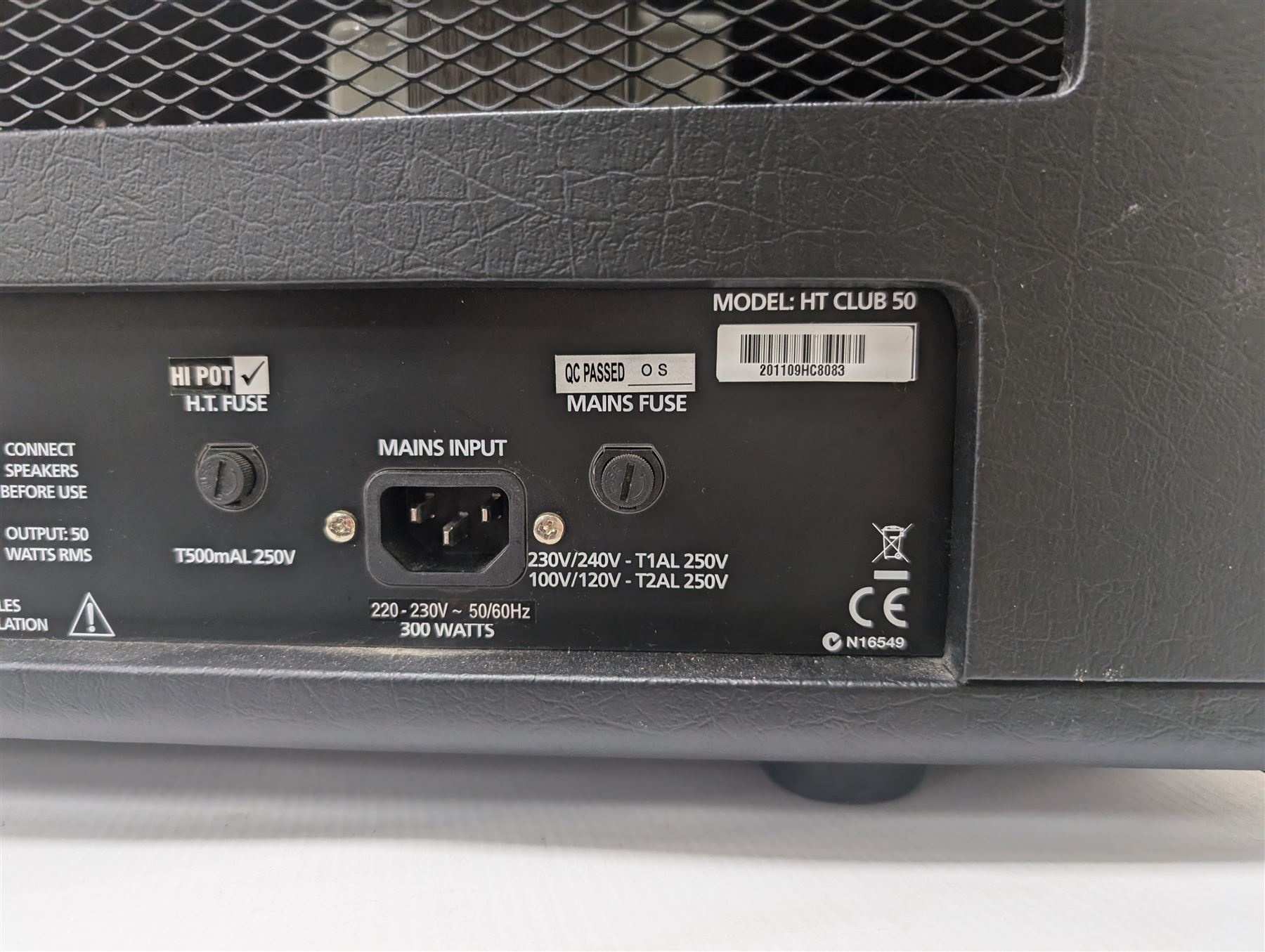 Blackstar HT Club 50 guitar amplifier head, serial no. 201109HC8083, with instruction manual, H27cm, W66cm