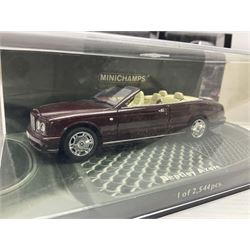 Nine Paul's Model Art 'Minichamps' 1:43 scale die-cast models - six boxed Bentleys and two unboxed Bentleys; and a Bedford estate van (9)