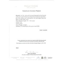 18ct white gold round brilliant cut diamond bracelet, Edinburgh hallmark, total diamond weight 7.66 carat, with document