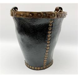 Victorian leather fire bucket with riveted detail and leather carry handle, not including handle H29cm D27.5cm