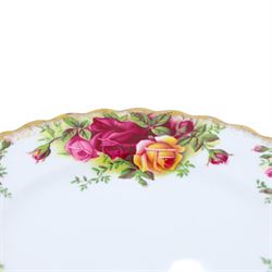 Royal Albert Old Country Roses tea set, comprising cake stand, milk jug, seven dessert plates, seven cups and ten saucers 