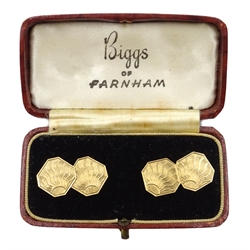  Pair of Art Deco 9ct rose gold cufflinks by Owen Powell Birmingham 1929, 4gm  