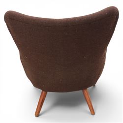 Ernest Race (British 1913-1964) - mid-20th century DA2 low-back wingback armchair upholstered in deep purple fabric
