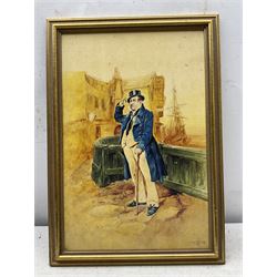 Levenson T Johnson (British 19th Century) after Frederick Barnard (British 1846-1896): The Characters of Charles Dickens - 'Mr Micawber' 'Captain Cuttle' 'Uriah Heep' 'Mrs Gamp' 'Bill Sykes' and 'Mr Pickwick', set of six watercolours signed with monogram and dated 1903 or 1904, one inscribed verso 45cm x 29cm (6)