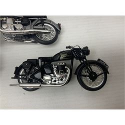 Over forty 1:76 scale die-cast models of cars and commercial vehicles; some boxed; and eight small scale models of motorcycles; all unboxed