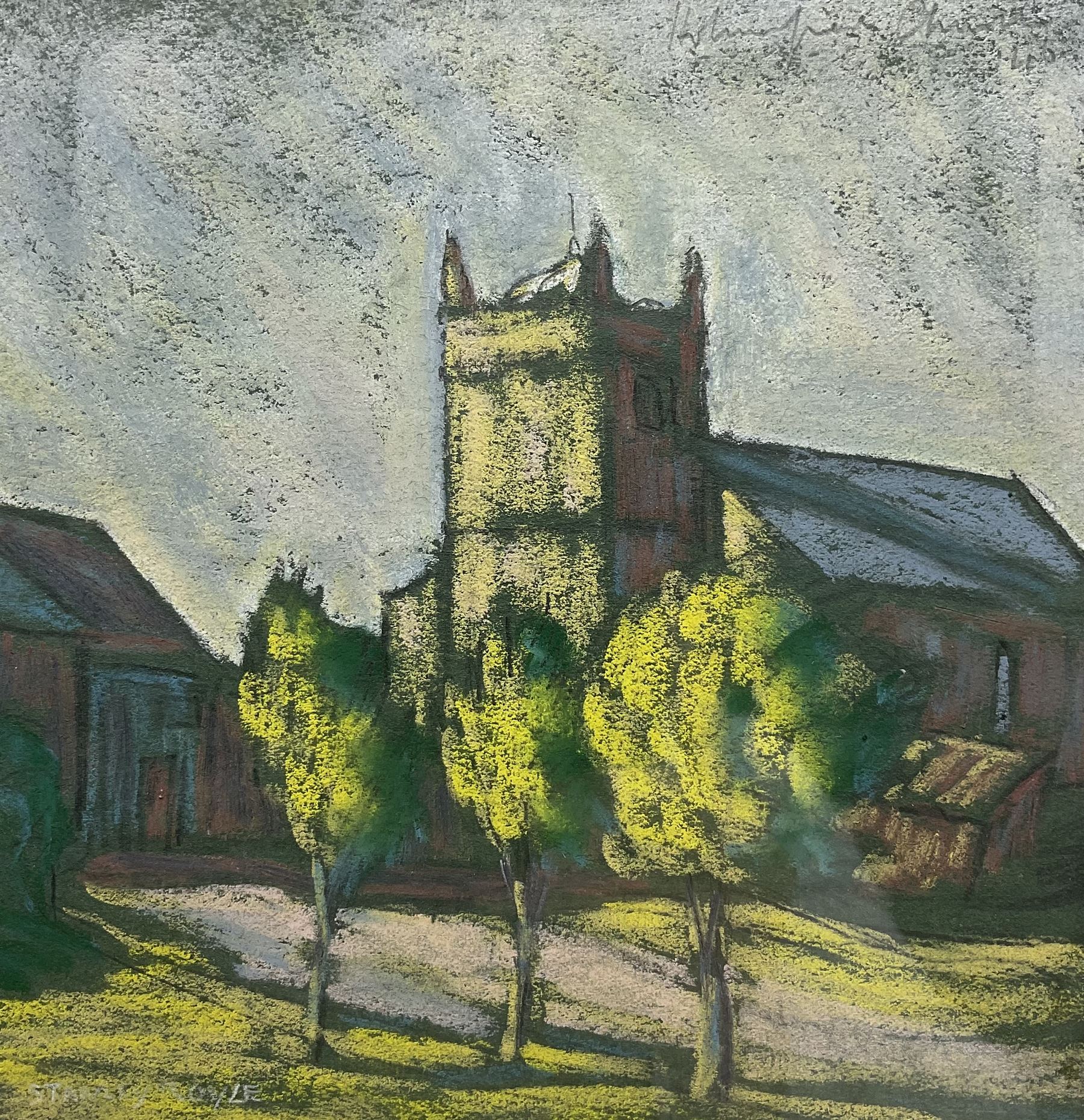 Stanley Royle (British 1888-1961): A Sheffield Church, pastel signed, inscribed and dated '40 in pencil top right 18cm x 17cm