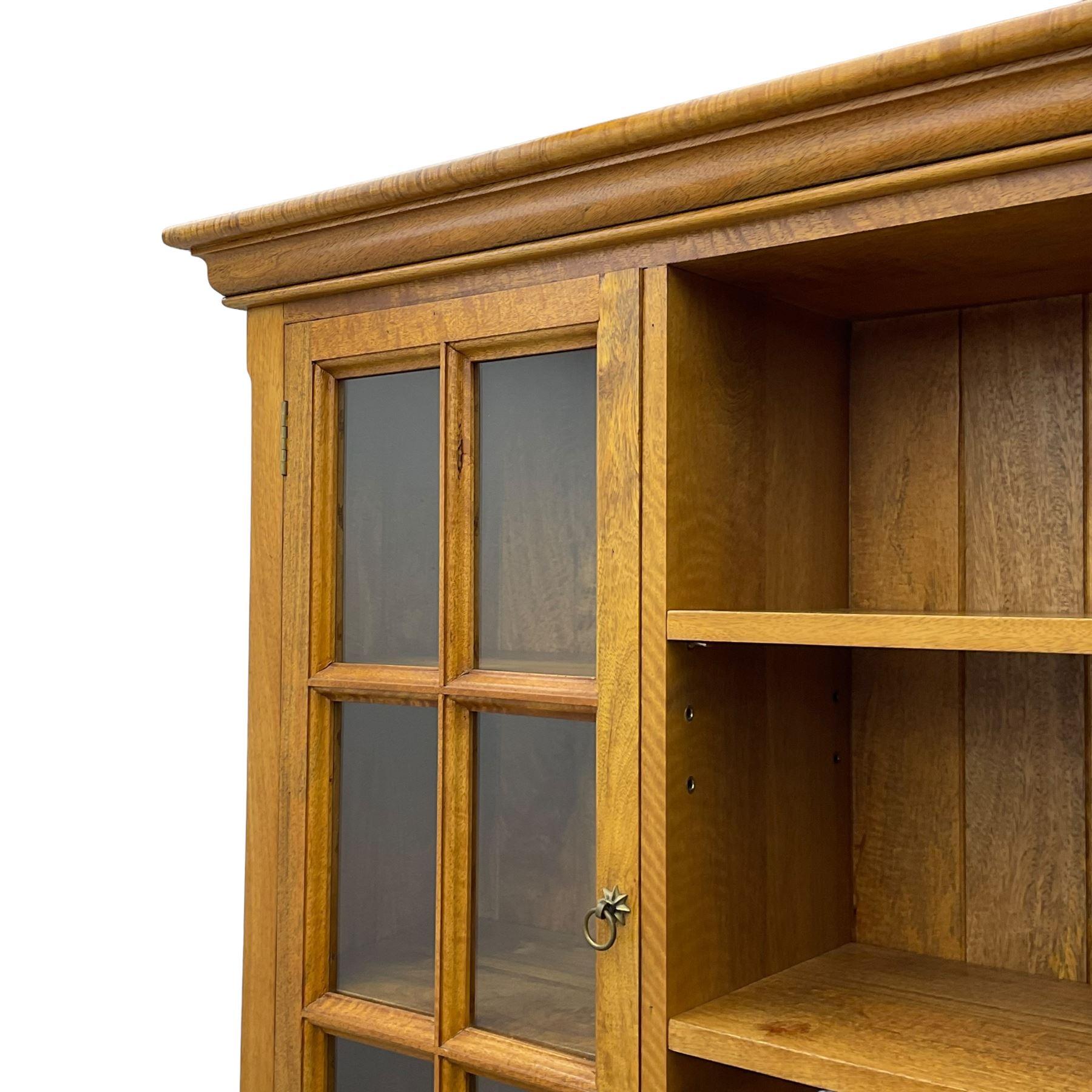 Barker & Stonehouse - flagstone dresser, raised display cabinets and shelves over three drawers and three cupboards, on turned feet 