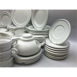 Mid 20th century Laveno part tea and dinner service, to include covered twin handled tureen, twelve dinner plates, fourteen teacups and saucers, two teapots, two milk jugs etc (67)   