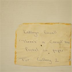 Kathryn Ensall (British 1956-): 'Three's a Crowd', pastel on paper signed on artist's label verso c.1992, 128cm x 100cm