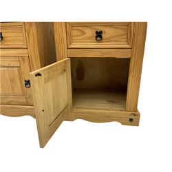 Pair of pine bedside cabinets, fitted with drawer and cupboard