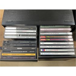 Large quantity of CDs to include Elton John, ABBA etc in eleven CD black storage boxes