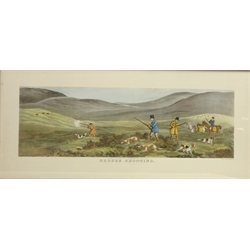  'Pheasant Shooting', 'Grouse Shooting' and 'Wild Duck Shooting', five engravings after T Sutherland pub. R. Ackermann, London max 36cm x 80cm (5)  