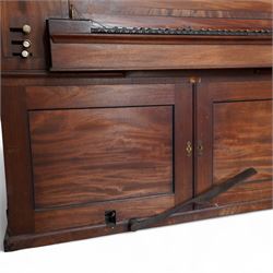 Mid-18th century Johannes Schnetzler (John Snetzler) Chamber Organ 1742
Single manual chamber organ, five octave keyboard with 58 keys GG-f3, A=427, with ebonised naturals and ivory faced sharps. With six speaking stops, Open Diapason, Twelfth, Cornet, Stopped Diapason, Flute and Fifteenth. Crank foot operated single rise reservoir. Case with alterations from the early part of the 19th century including the “gothic” arches and rectangular watered silk panels. Some of the pipework has been replaced, all the pipework is however present and the organ plays, however the pipe work is dirty and in need of attention, the action and stop work is also in need of some repair, adjustment and regulation. Thought to be the oldest Schnetzler chamber organ in Great Britain and is referred to in some sources as possibly owned by Handel who lived in London when Schnetzler worked there. However there is no documentary evidence to confirm this. Full notes and technical details regarding the background, restoration and history of this instrument can be found in The Harley Foundation Historical and Technical Report No 29 (2005) by Edward Bennett and Martin Goetze. This report can be downloaded 
HERE.

Given the intricate nature of these historic instruments, specialist support will be available if required – including a professional organ builder prepared to undertake full dismantling and reassembly – to assist successful buyers with safe removal and onward handling. Price upon application. 

This item has been registered for sale under section 10 of the APHA Ivory Act Reference GXAQ2W4S




