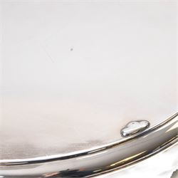 Victorian silver twin handled tray, of oval form, engraved with floral and foliate swags with vacant cartouche to centre, with oblique gadrooned rim, palmette details and foliate decoration to handles, hallmarked Atkin Brothers, Sheffield 1901, handle to handle W70cm