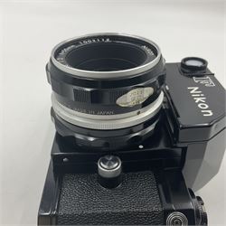 Nikon F Photomic camera body, serial no. 6543350, circa 1964, with 'Nikon NIKKOR-H Auto 1:2 f=50mm' lens, serial no. 1002112