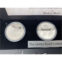 Danbury Mint 'The Ultimate James Bond Collection' comprising stamps and coins housed in a display case, 'Concorde Queen of the Skies' sculpture, stamps, medallion display and 2020 'Centenary of the Unknown Warrior' five pound coin cover in Harrington and Byrne folder
