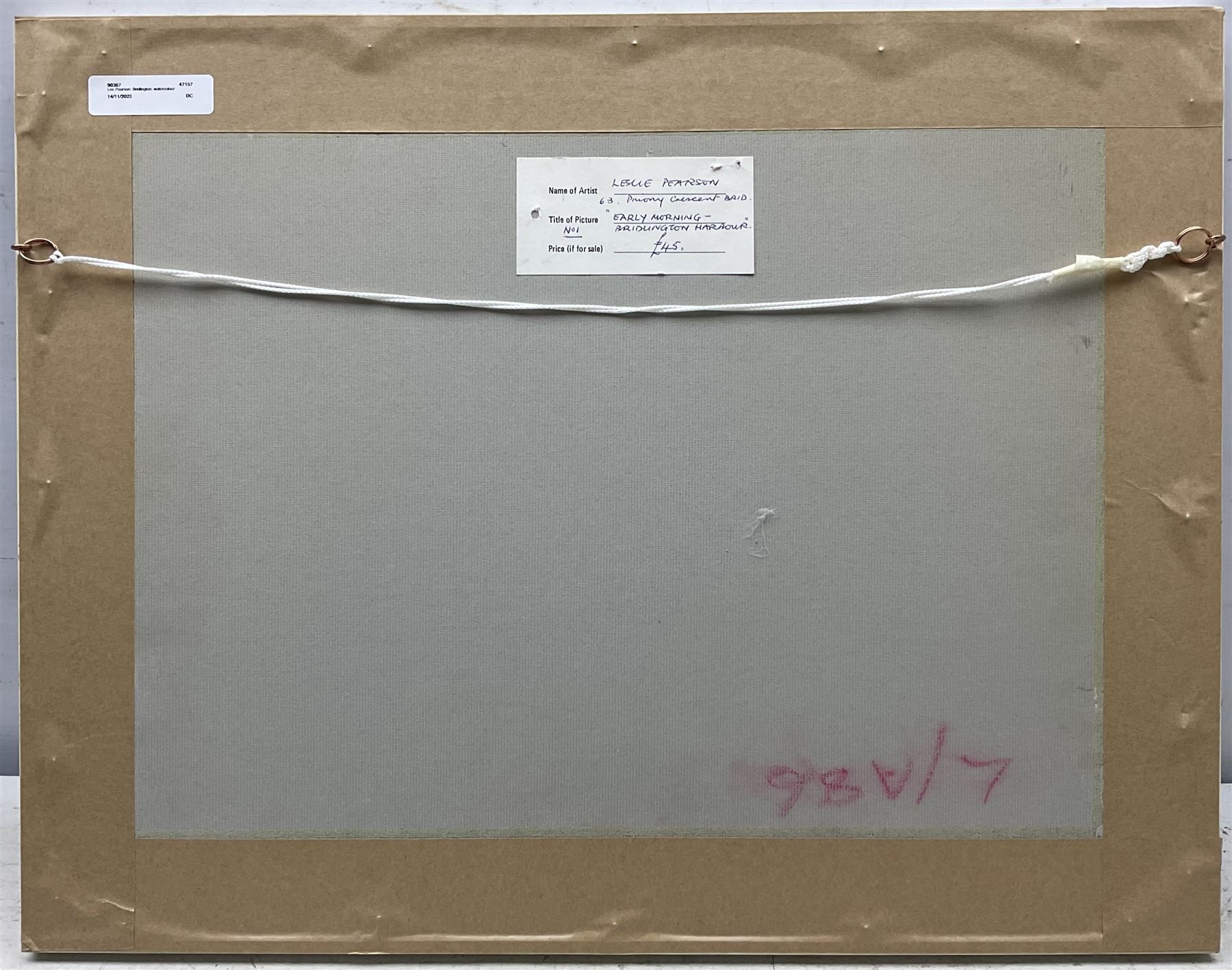 Les Pearson (British 1923-2010): 'Early Morning- Bridlington Harbour', watercolour signed and dated 1986, titled verso 26cm x 37cm 