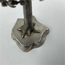 Modern silver and silver-gilt model of a partridge in a pear tree, hallmarked London 1979, maker's mark RFE, H9.5cm