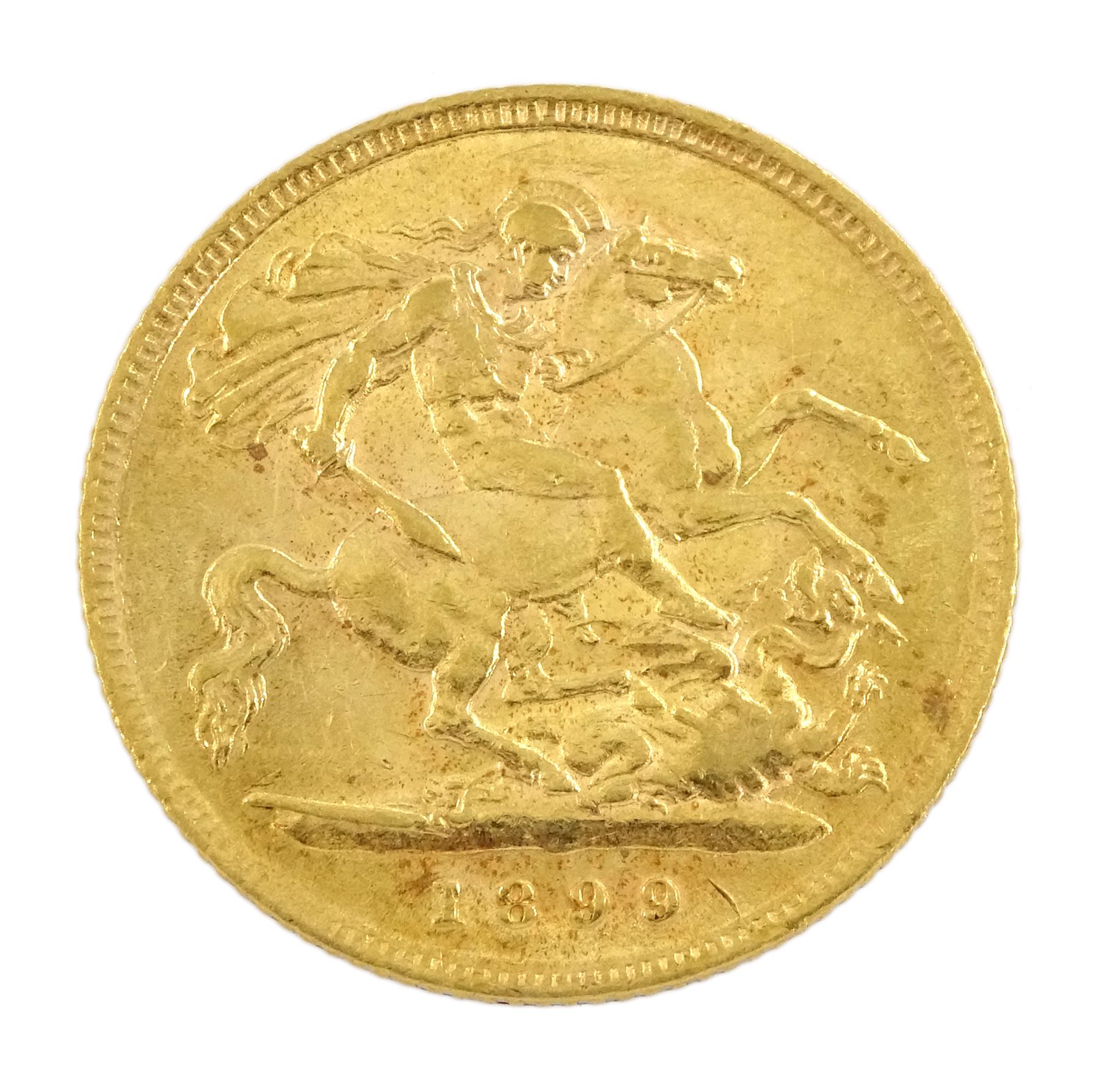 Queen Victoria 1899 gold half sovereign coin