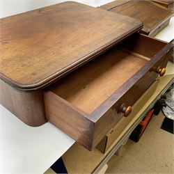A Victorian mahogany sewing table top, L54cm, together with a small pine slope, and a further small mahogany box with brass corner mounts. (3). 