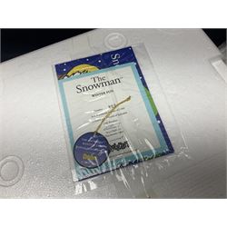 Three Coalport Characters The Snowman figures, comprising Dinner for Two, Off Piste and Winter Fun, all with certificates and original boxes 