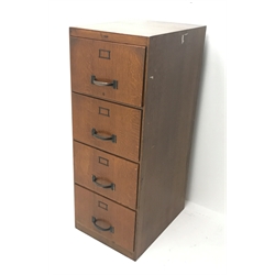  Abbess vintage oak filing cabinet, four drawers, W49cm, H130cm, D66cm  