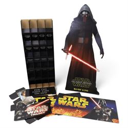 Star Wars cardboard advertising signs and a collection of posters, including life-size car...