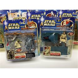 Star Wars - twenty-nine carded action figures comprising fourteen Attack of the Clones; six The Empire Strikes Back; four Return of the Jedi; and five others; all unopened blister packs (29)