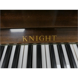  Mid 20th century Knight upright walnut cased piano, cast iron framed and overstrung movement (W139cm, H109cm, D56cm) with stool  