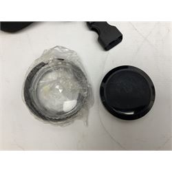 Nikon F3 SLR camera, serial number 1583609; Nikon 50mm 1:1.8 lens; Nikon 28-85mm 1:3.5-4.5 zoom lens; Vivitar MC 2X-3 Tele Converter, and a Nikon Speedlight SB-16 flash