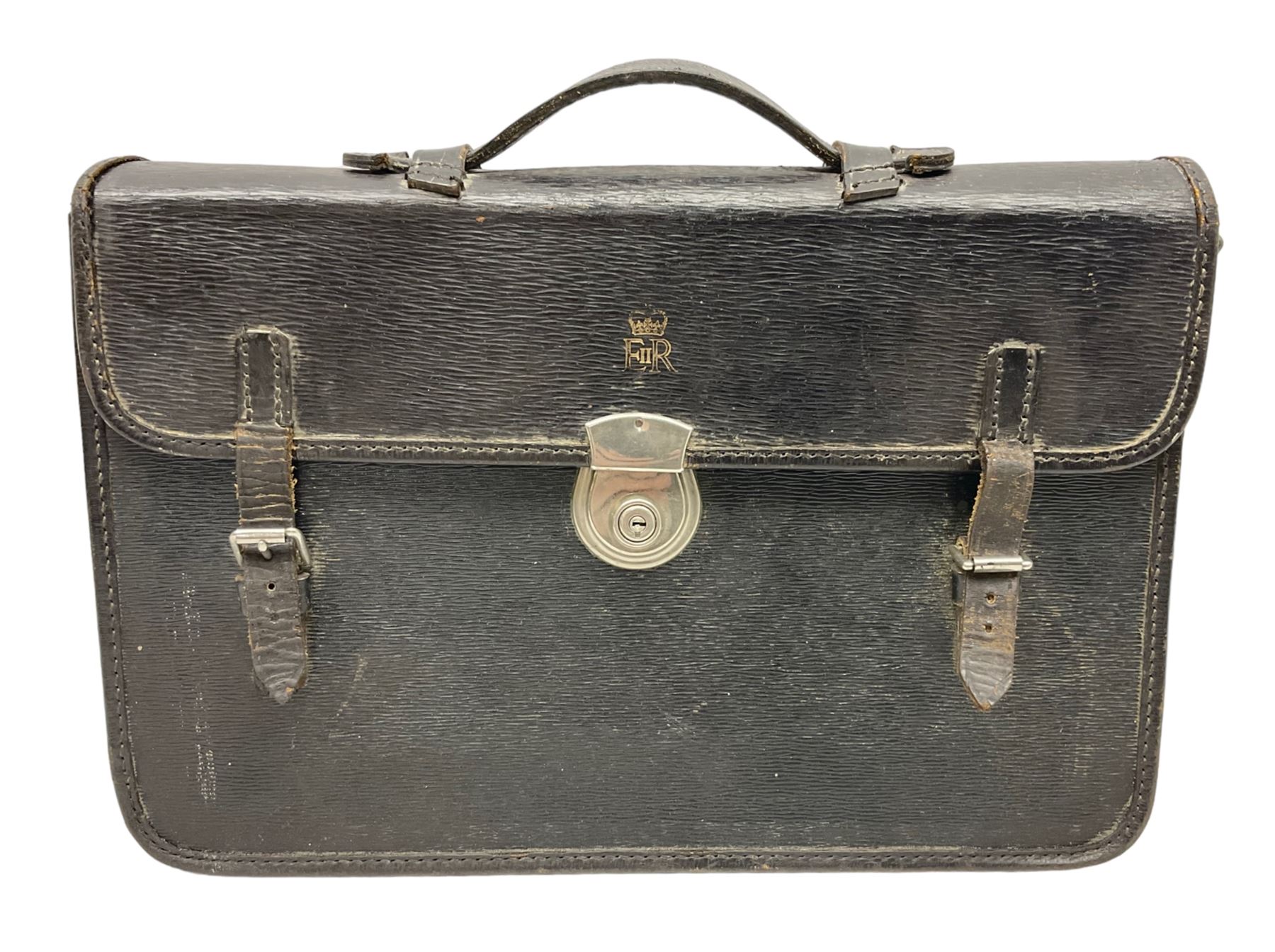 Vintage government officer's briefcase, with Crown and ER motif, H31cm