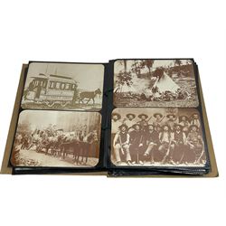 Album of Victorian and later Postcards, including WWII silk embroidered postcards, various ships, cartoons etc 