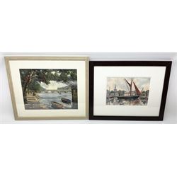 Angela Stones (British 1914-1995): 'The Thames at Kinston Bridge' and Sailing Boat on Thames, two watercolours signed, titled verso max 28cm x 35cm (2)